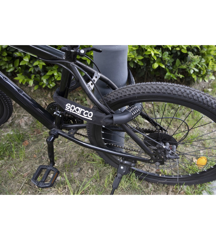 Lucchetto a catena per bicicletta sparco nero con combinazione